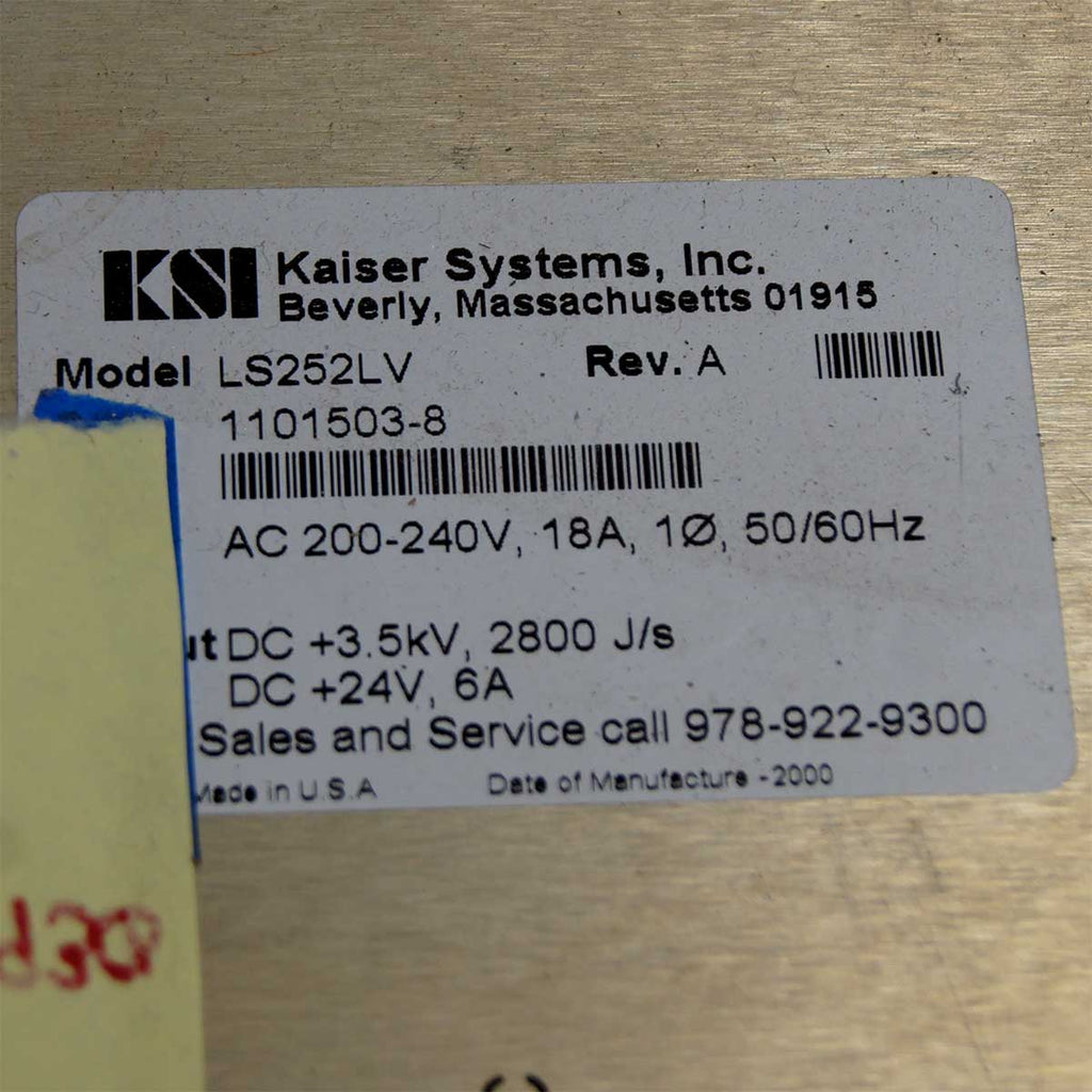 Kaiser Systems LS252LV 220V Power Supply - Direct Short - Sold for Parts As-Is