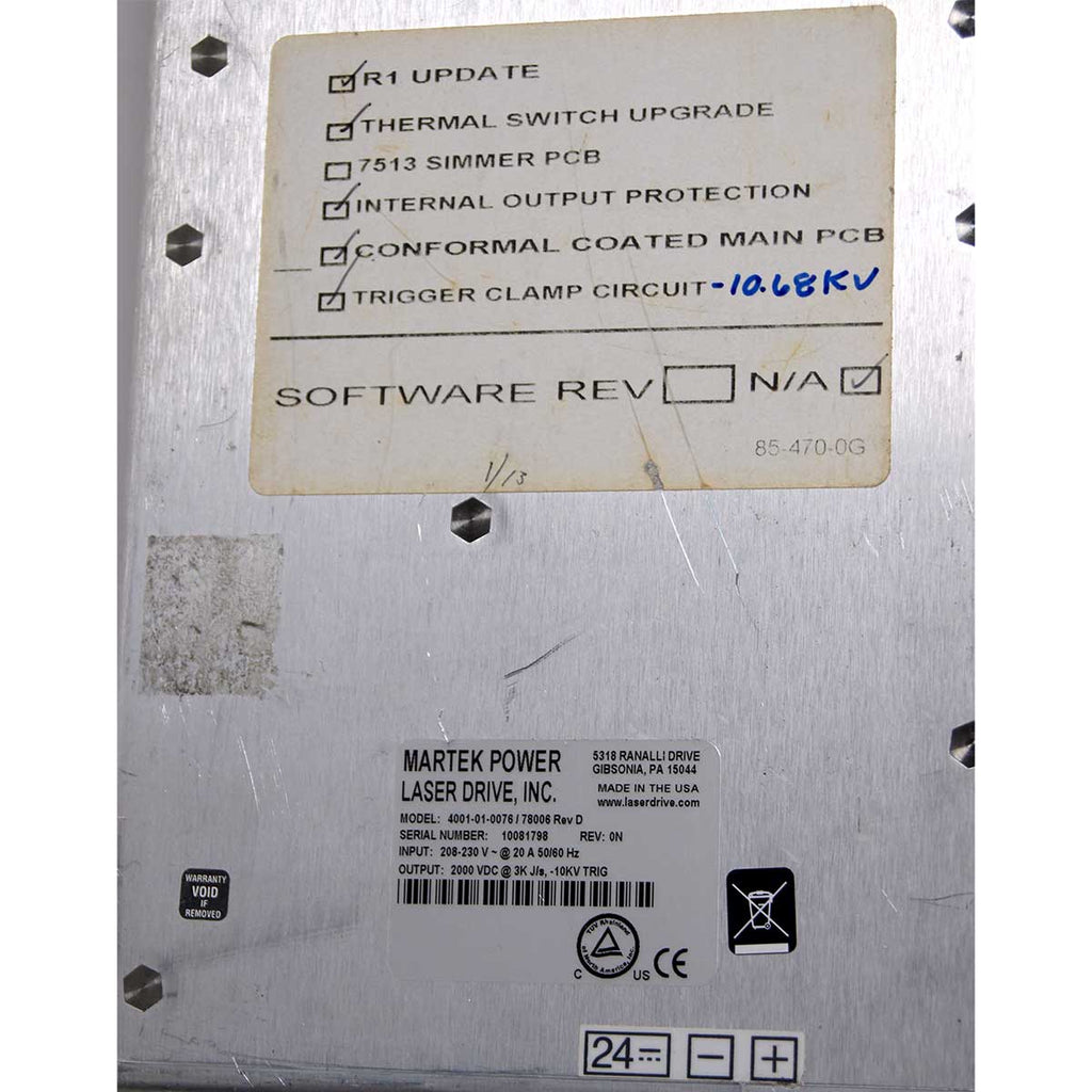 Martek Power Laser Drive 220V Power Supply 78006 - No Output - Sold Parts As-Is