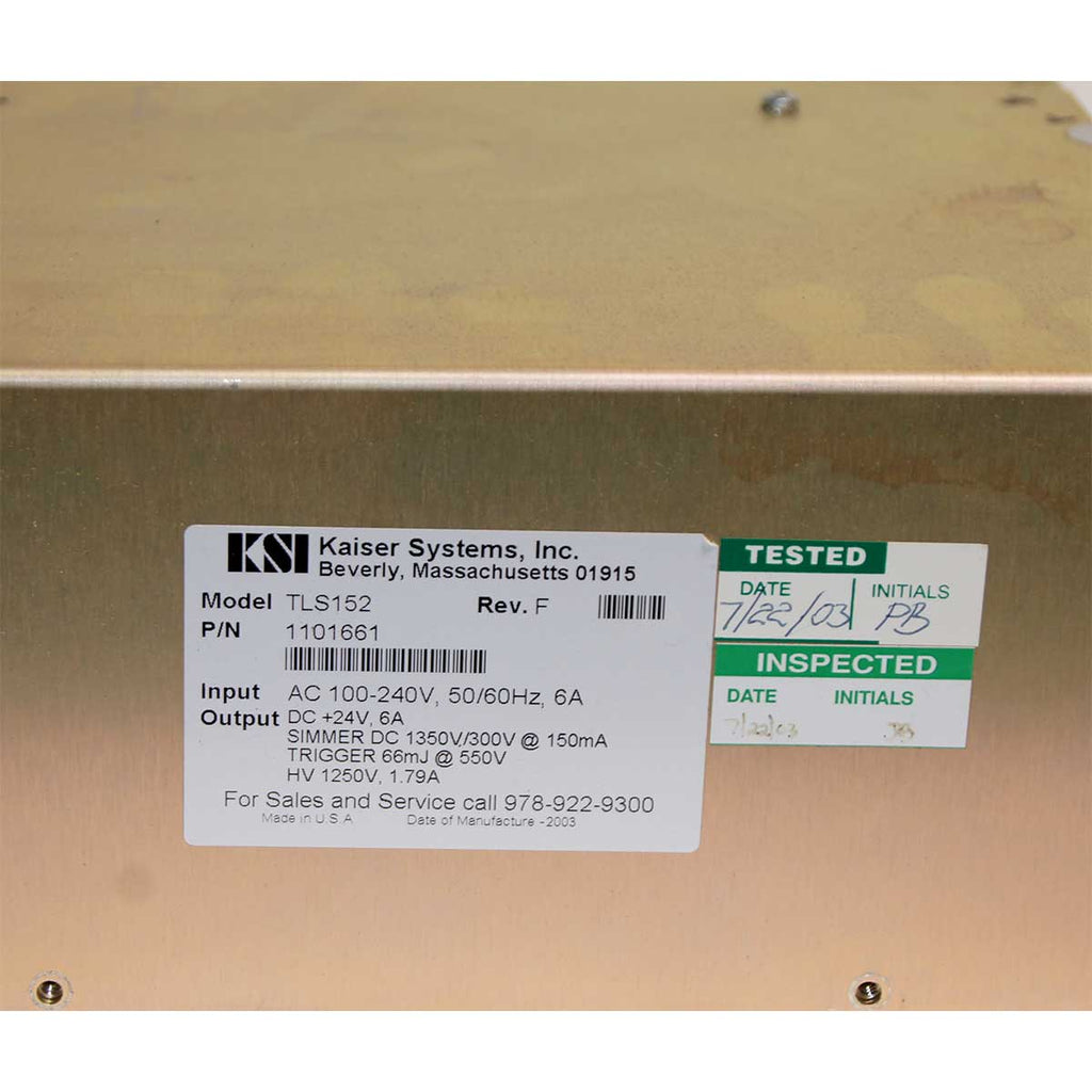 Kaiser Systems TLS152 HVPS 110-220V Power Supply Untested Sold for Parts As-Is