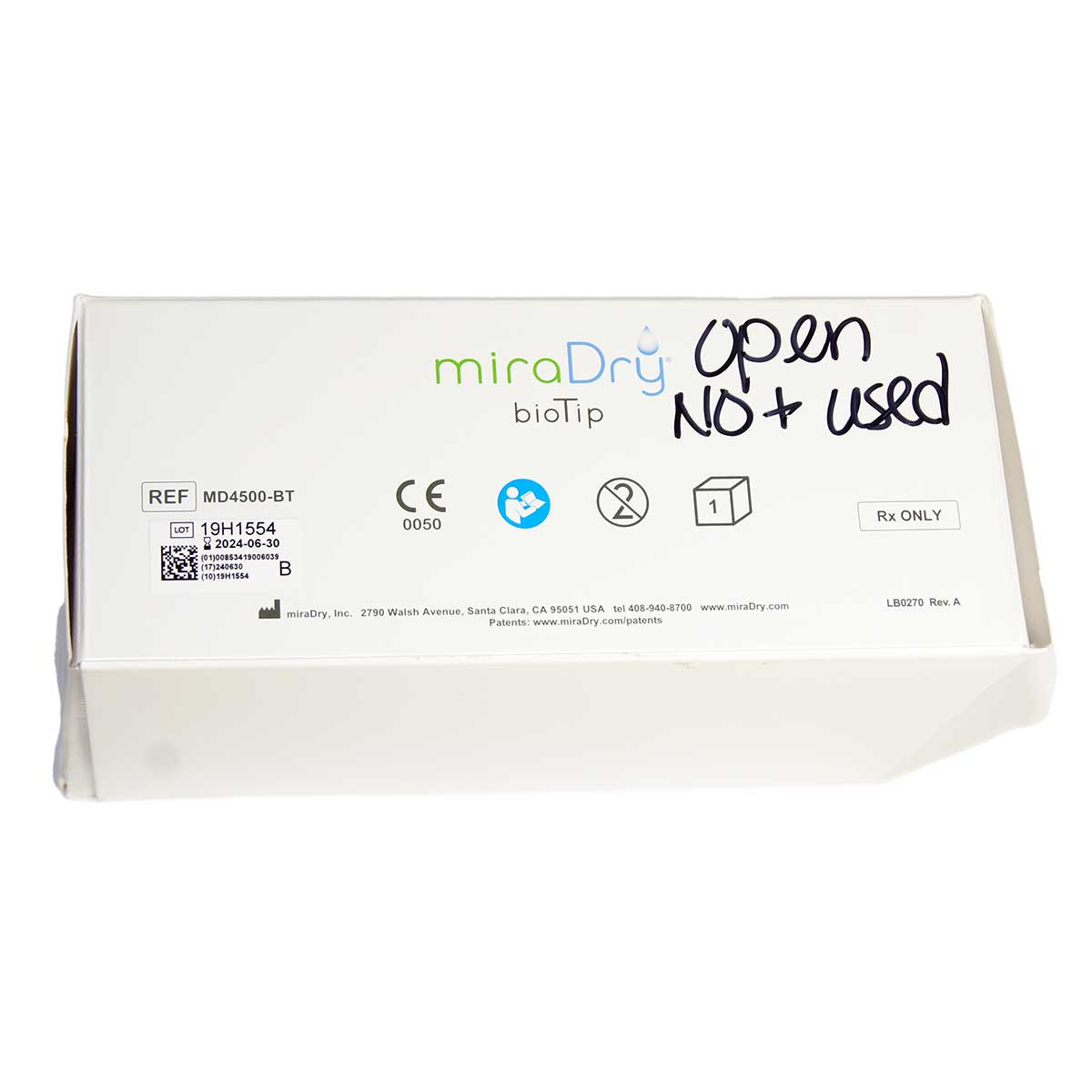 miraDry bioTip Hyperhidrosis Reduction Bio Tip MD4500-BT EXP-2025 Open Package