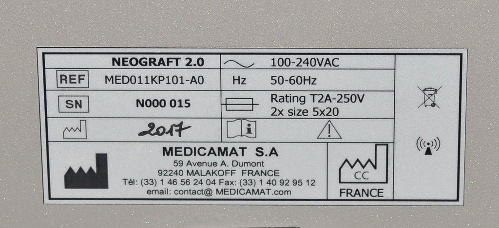 2017 Medicamat SA NeoGraft 2.0 FUE Follicular Unit Extraction Hair Restoration