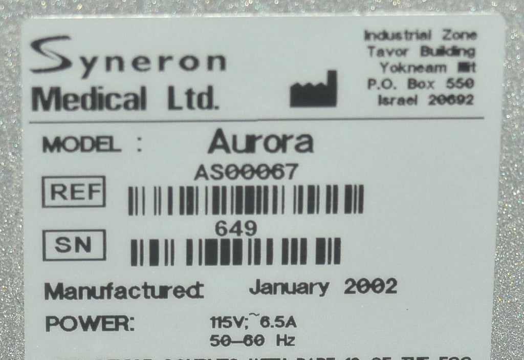 2002 Syneron Aurora ELOS IPL SR Applicator Skin Tightening Rejuvenation AS00067