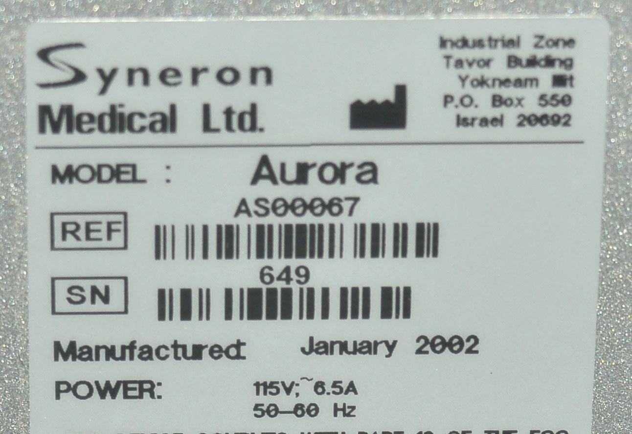 2002 Syneron Aurora ELOS IPL SR Applicator Skin Tightening Rejuvenation AS00067