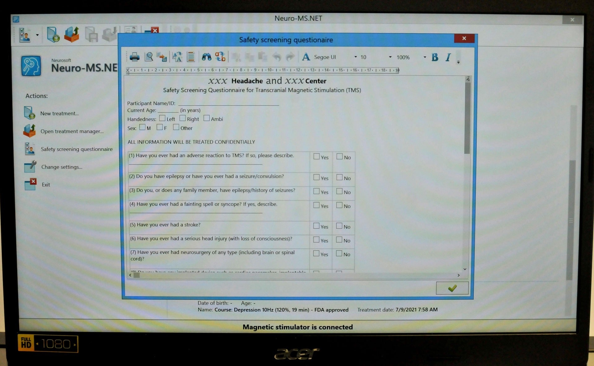 Cloud TMS System Treating Depression Transcranial Magnetic Stimulation CloudTMS