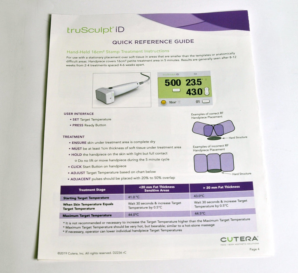 Cutera truSculpt iD Quick Reference Guide User Handpiece Manual Template D2236