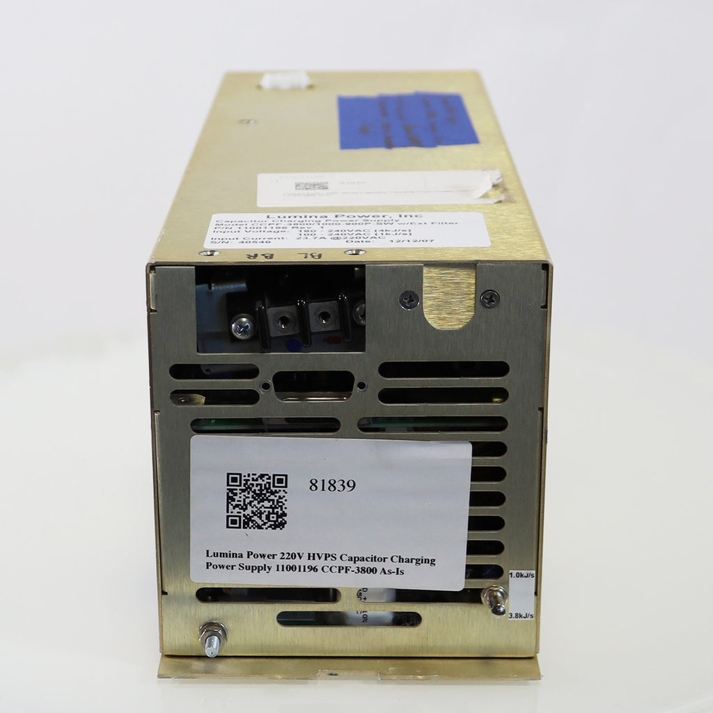 Lumina Power 220V HVPS Capacitor Charging Power Supply 11001196 CCPF-3800 As-Is