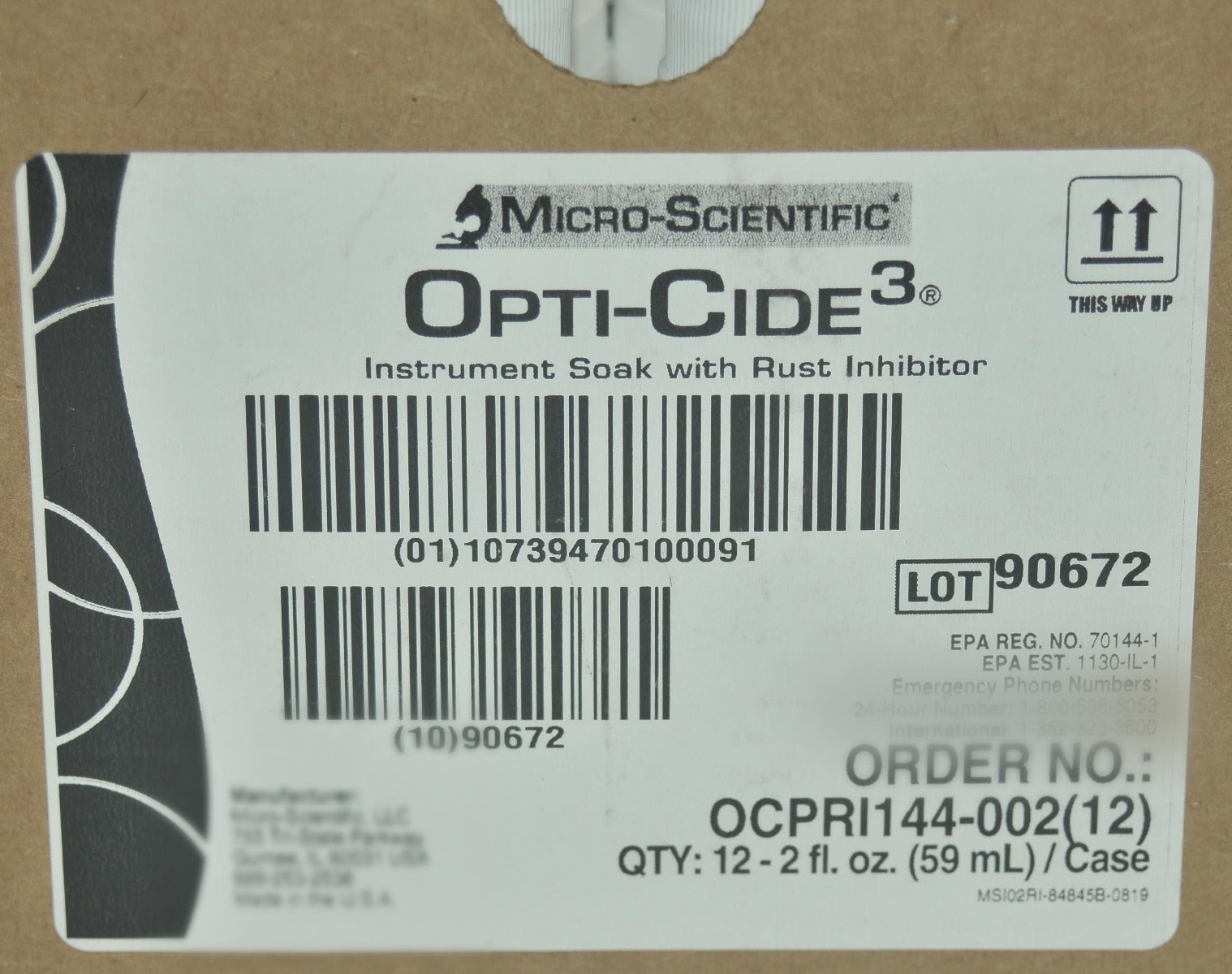 Micro-Scientific Opti-Cide3 Instrument Soak Rust Inhibitor Surgical Hospital x12
