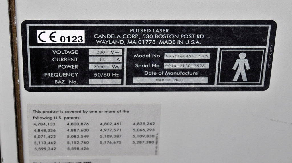 2001 Candela GentleLASE Plus 755nm Alexandrite Laser Hair Removal Alex HR PARTS