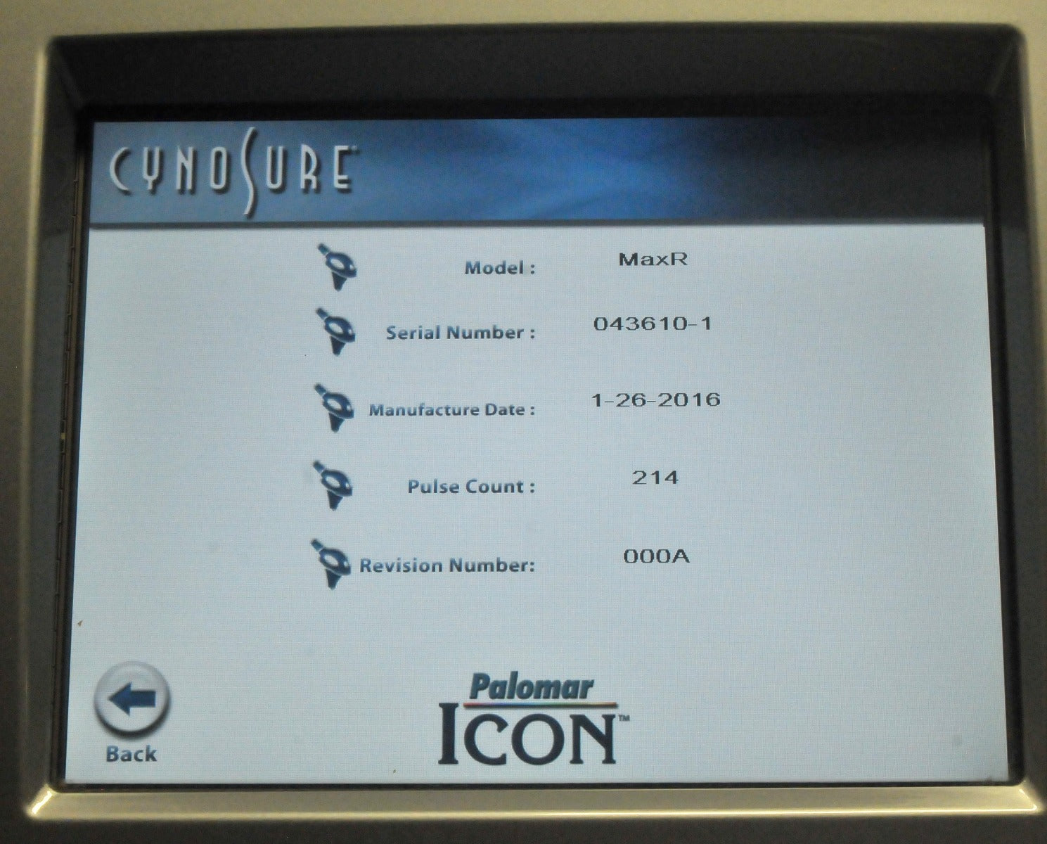 2016 Palomar ICON Laser MaxR Handpiece Hair Removal Max R Spot 2520B-R026 HP