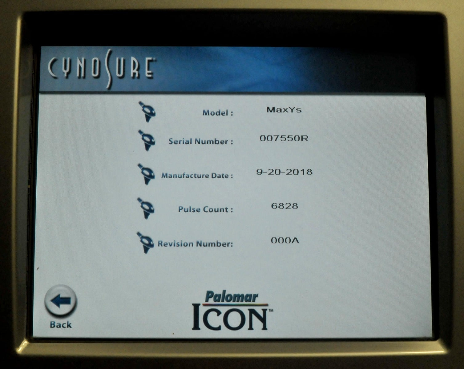 2018 Palomar ICON Laser MaxYs Handpiece Hair Removal Max Ys 2520B-YS06R HR