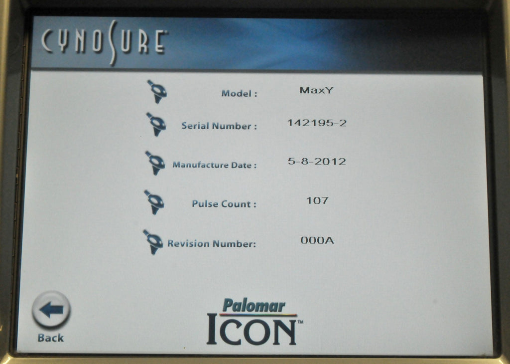 2012 Palomar ICON Laser MaxY Handpiece Fine Hair Removal Pigmented Lesions Max Y
