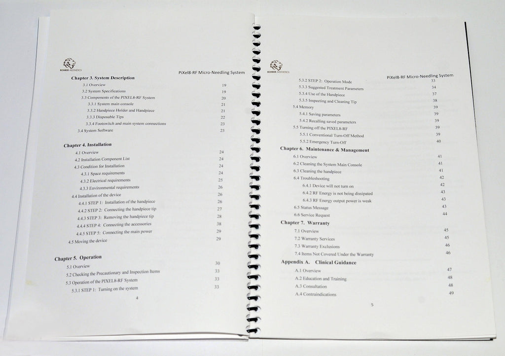 Rohrer Aesthetics PiXel8-RF Operator Manual Microneedling User Treatment Guide