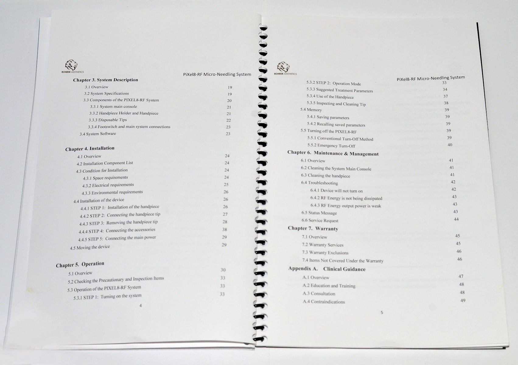 Rohrer Aesthetics PiXel8-RF Operator Manual Microneedling User Treatment Guide
