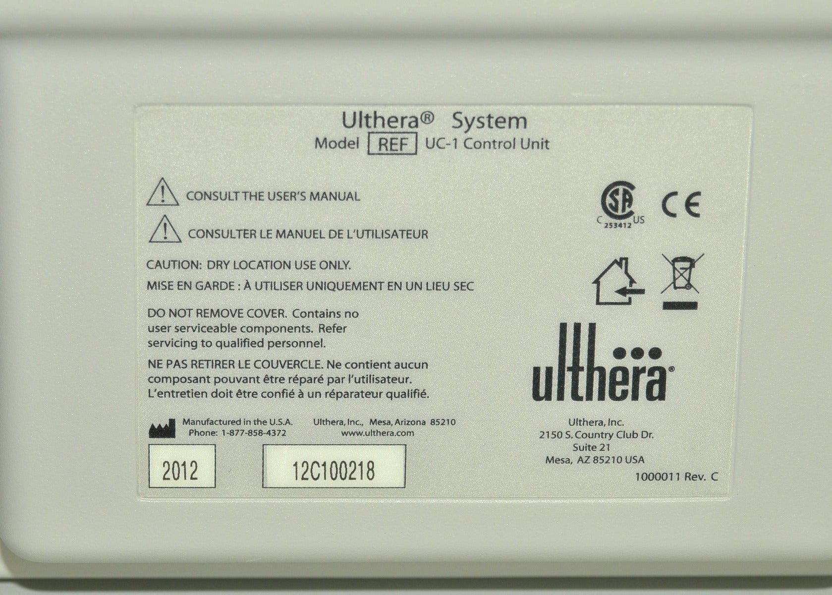 2012 Ulthera Ultherapy DEEPsee Ultrasound Skin Tightening Contouring w Handpiece