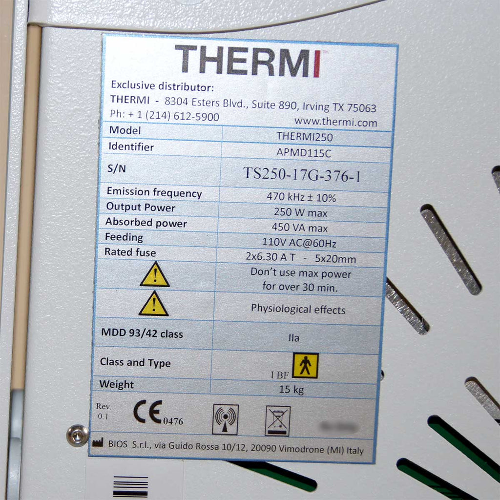 2017 Thermi Aesthetics ThermiSmooth 250 Radio Frequency System RF Body Face Skin
