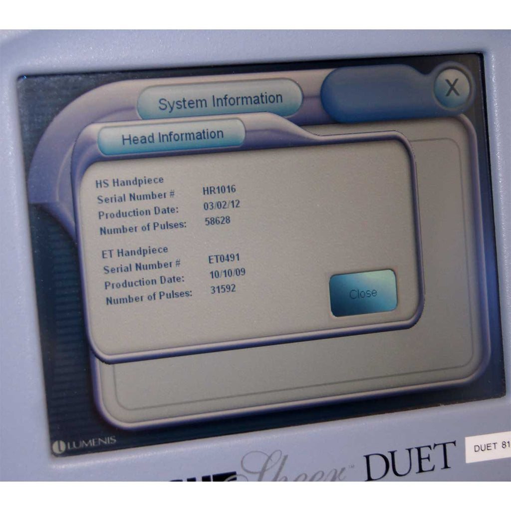 2007 Lumenis LightSheer Duet Laser System 810nm Diode HS and ET Hair Removal