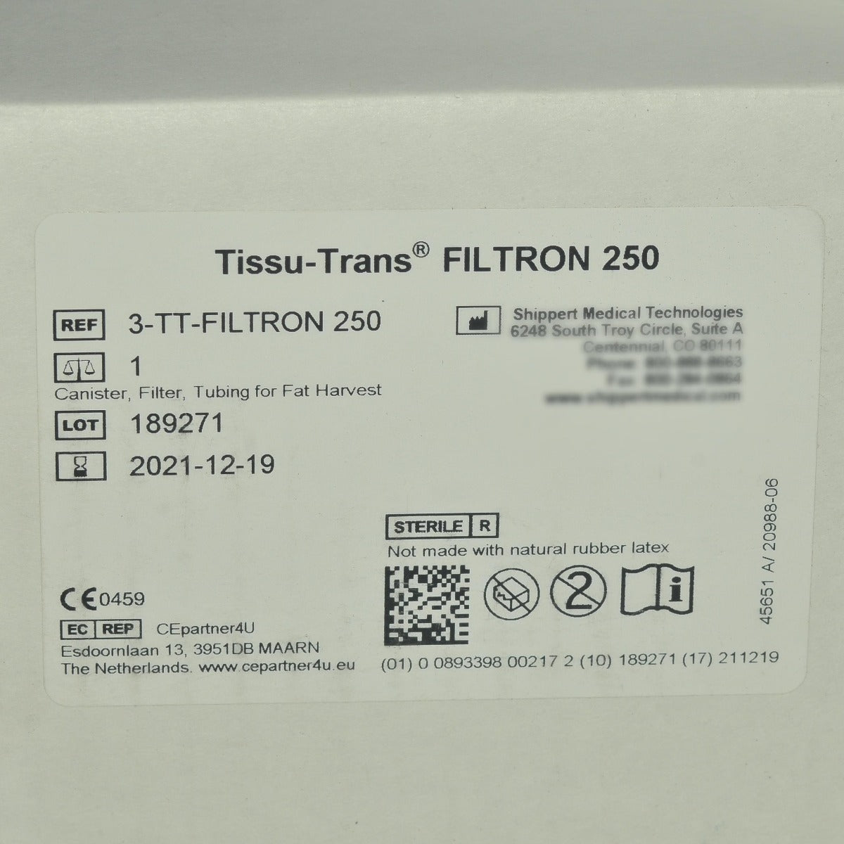 Tissu-Trans FILTRON 250cc Fat Collection Filtration Aspirator Canister Tubing