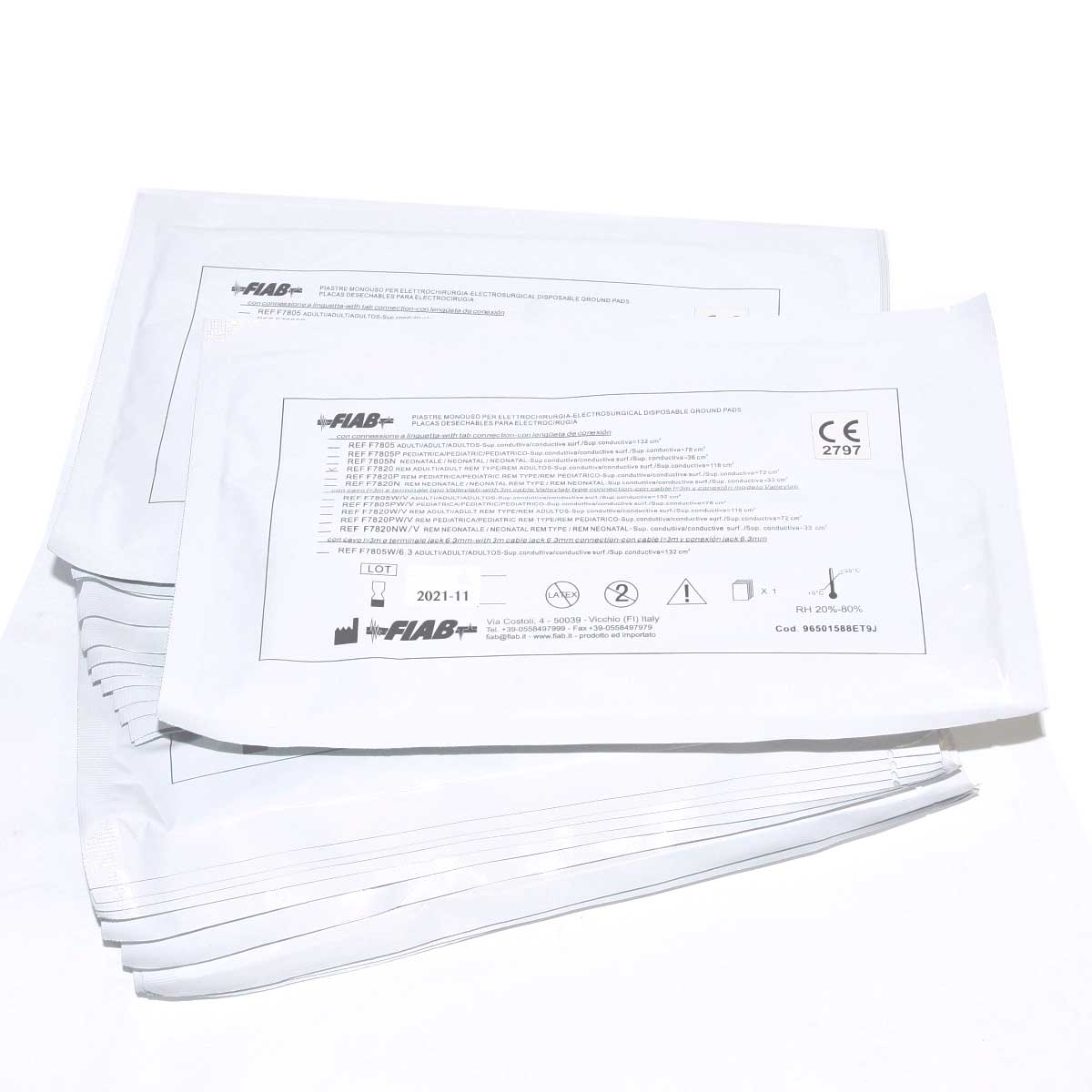 FIAB Electrosurgical Disposable Ground Pads REF F7820 Rem Type Exp 11-2021 x20Pc
