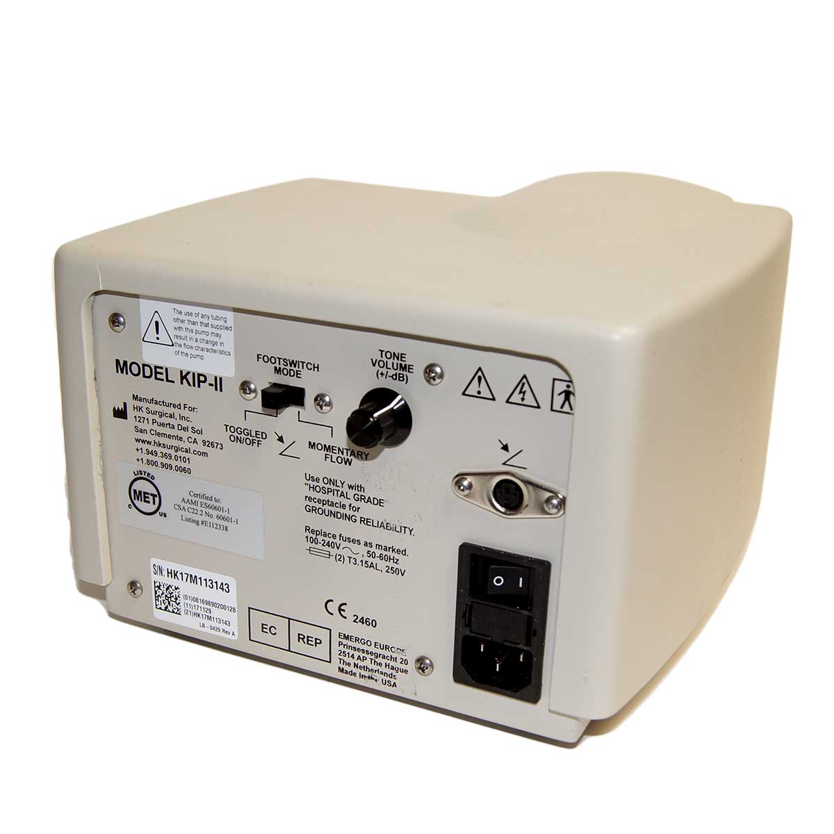HK Surgical Klein Infiltration Pump KIP-II Tumescent Anesthesia Delivery System