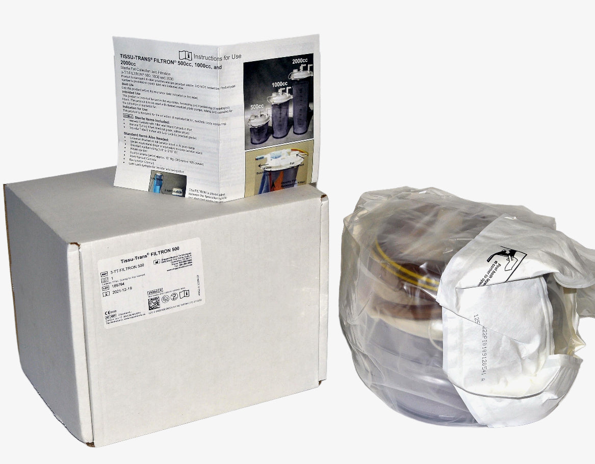Tissu-Trans FILTRON 500cc Fat Collection Filtration Aspirator Canister Tubing