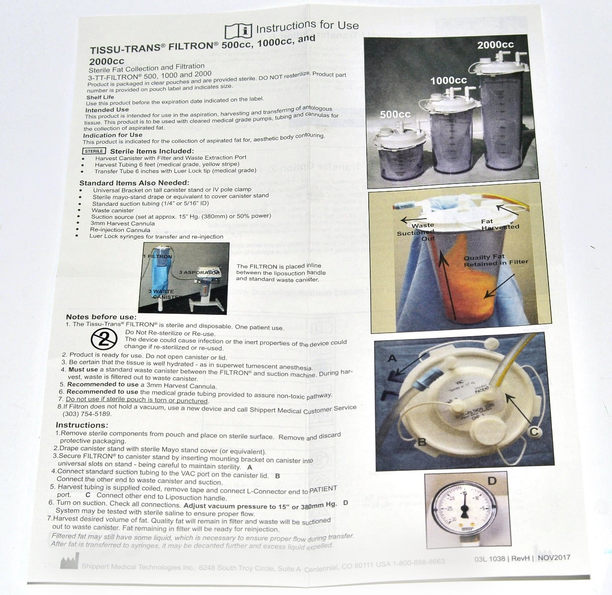 Tissu-Trans FILTRON 500cc Fat Collection Filtration Aspirator Canister Tubing