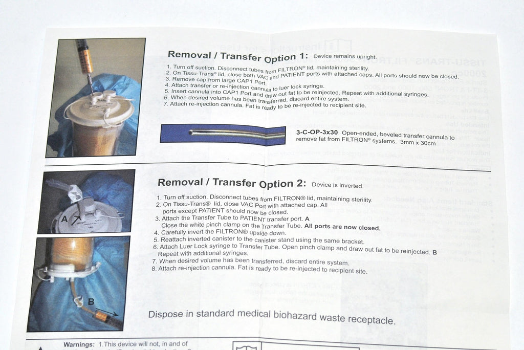 Tissu-Trans FILTRON 500cc Fat Collection Filtration Aspirator Canister Tubing