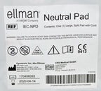 Ellman Cynosure Large Split Neutral Pads RF Electrosurgical w/Cord IEC-NPD x17Pc