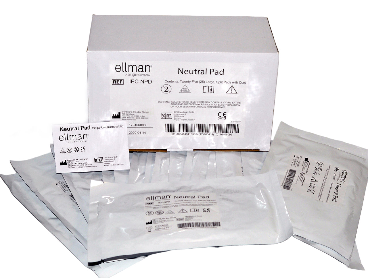 Ellman Cynosure Large Split Neutral Pads RF Electrosurgical w/Cord IEC-NPD x17Pc