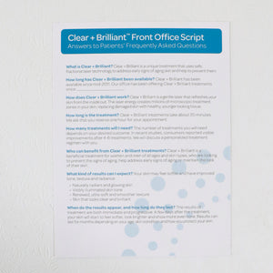 Solta Medical Clear + Brilliant Front Office Script FAQ Sheet MK1297A 2011