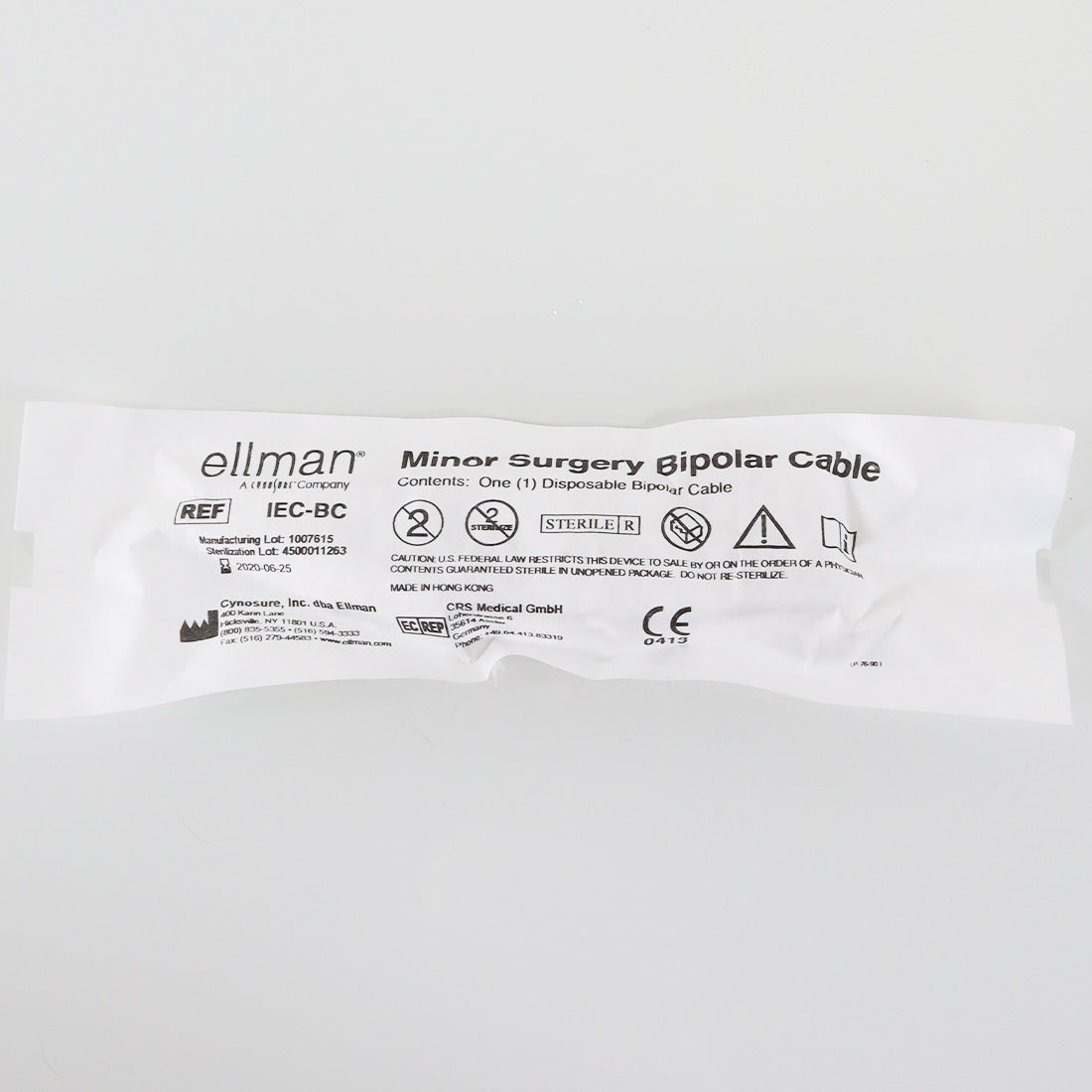 Cynosure Ellman Minor Surgery Bipolar Cable IEC-BC Single (1x) EXP 06/2020