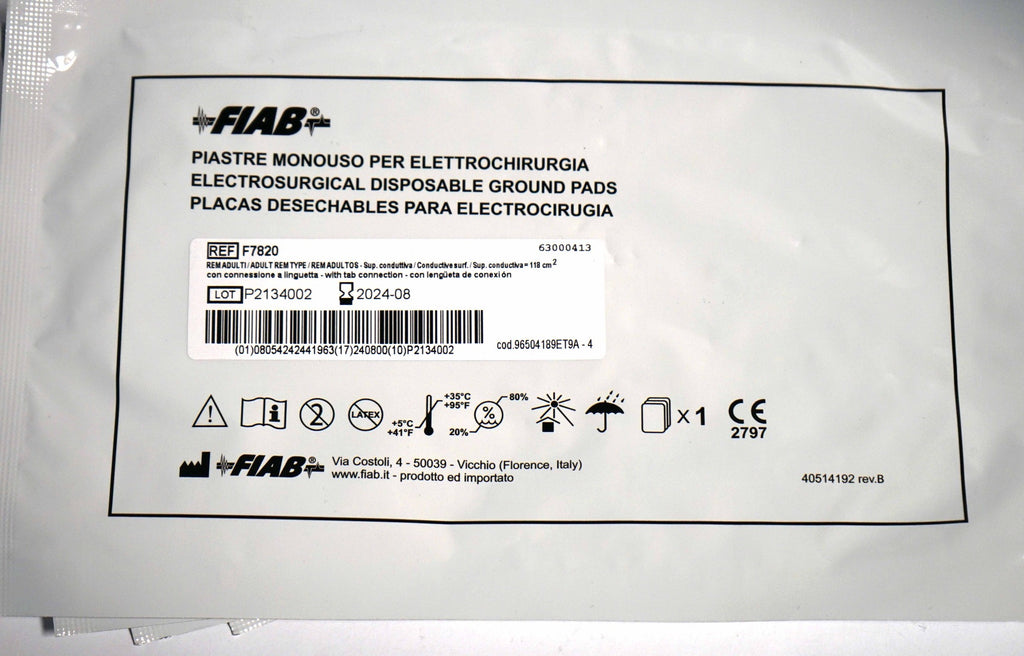 FIAB Electrosurgical Disposable Ground Pads F7820 Adult REM Type 08/2024 x11 Pcs