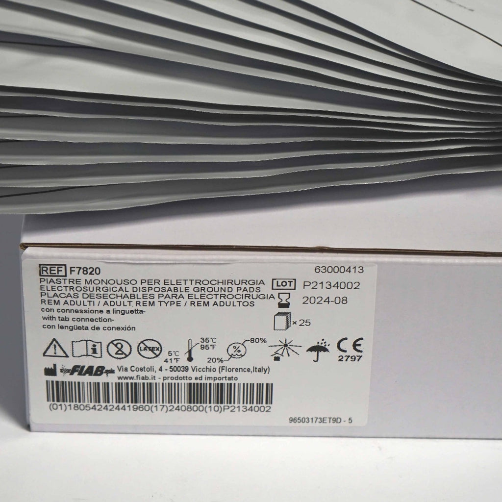 FIAB Electrosurgical Disposable Ground Pads F7820 Adult REM Type 08/2024 x13 Pcs