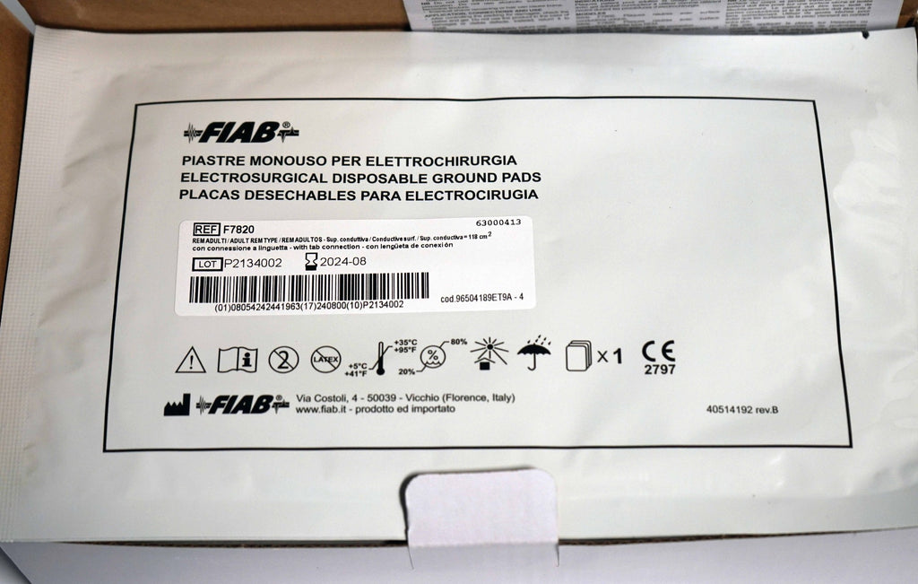 FIAB Electrosurgical Disposable Ground Pads F7820 Adult REM Type 08/2024 x25 Pcs