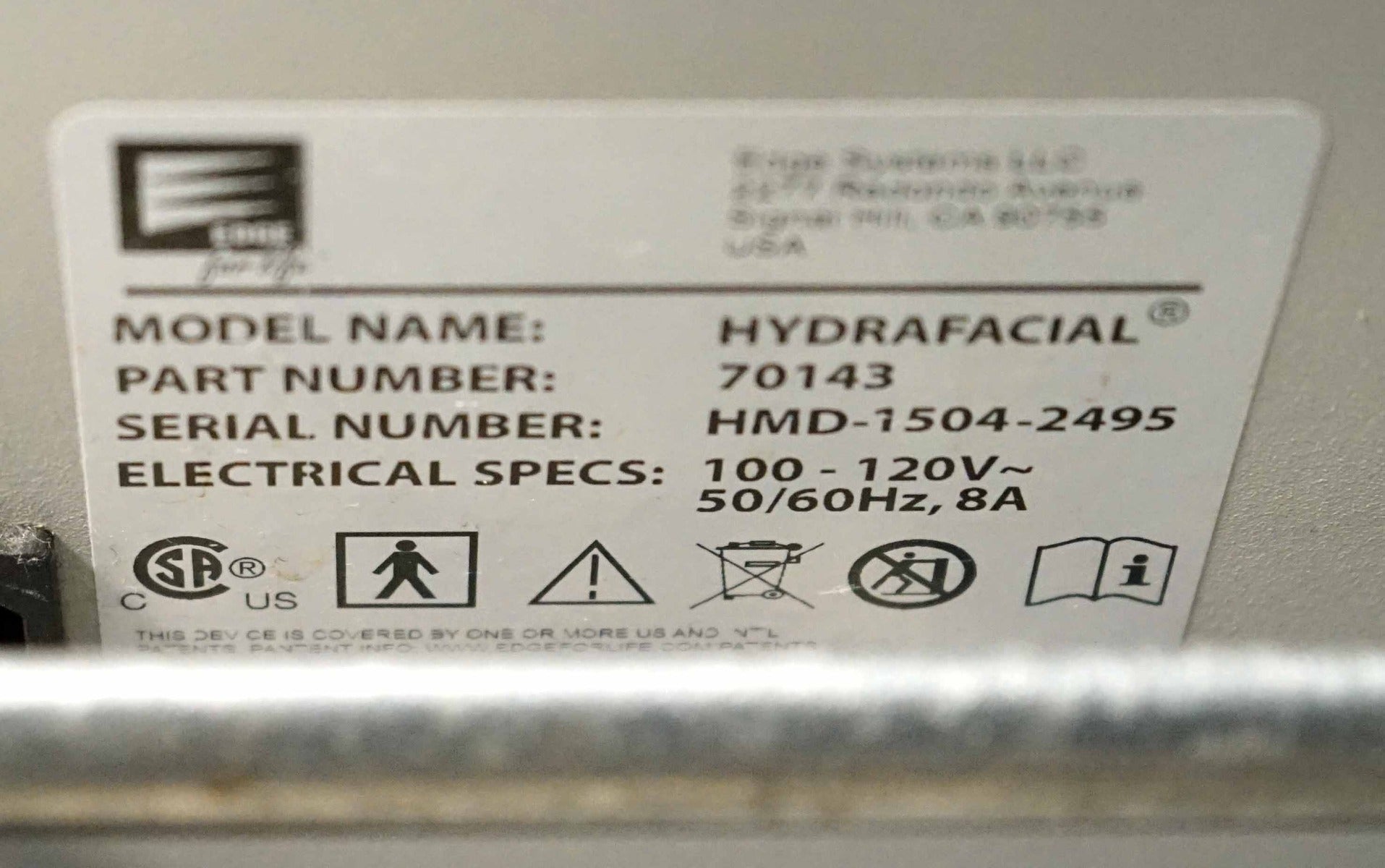 2015 Edge Systems Hydrafacial Hydradermabrasion Patient Skin Treatment MD