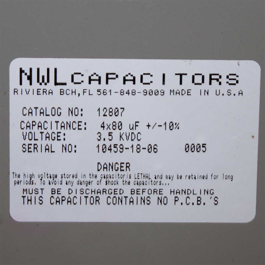 NWL Capacitors 12807 4x80 uF @ 3.5K VDC Capacitor for Candela VBeam Part As-Is