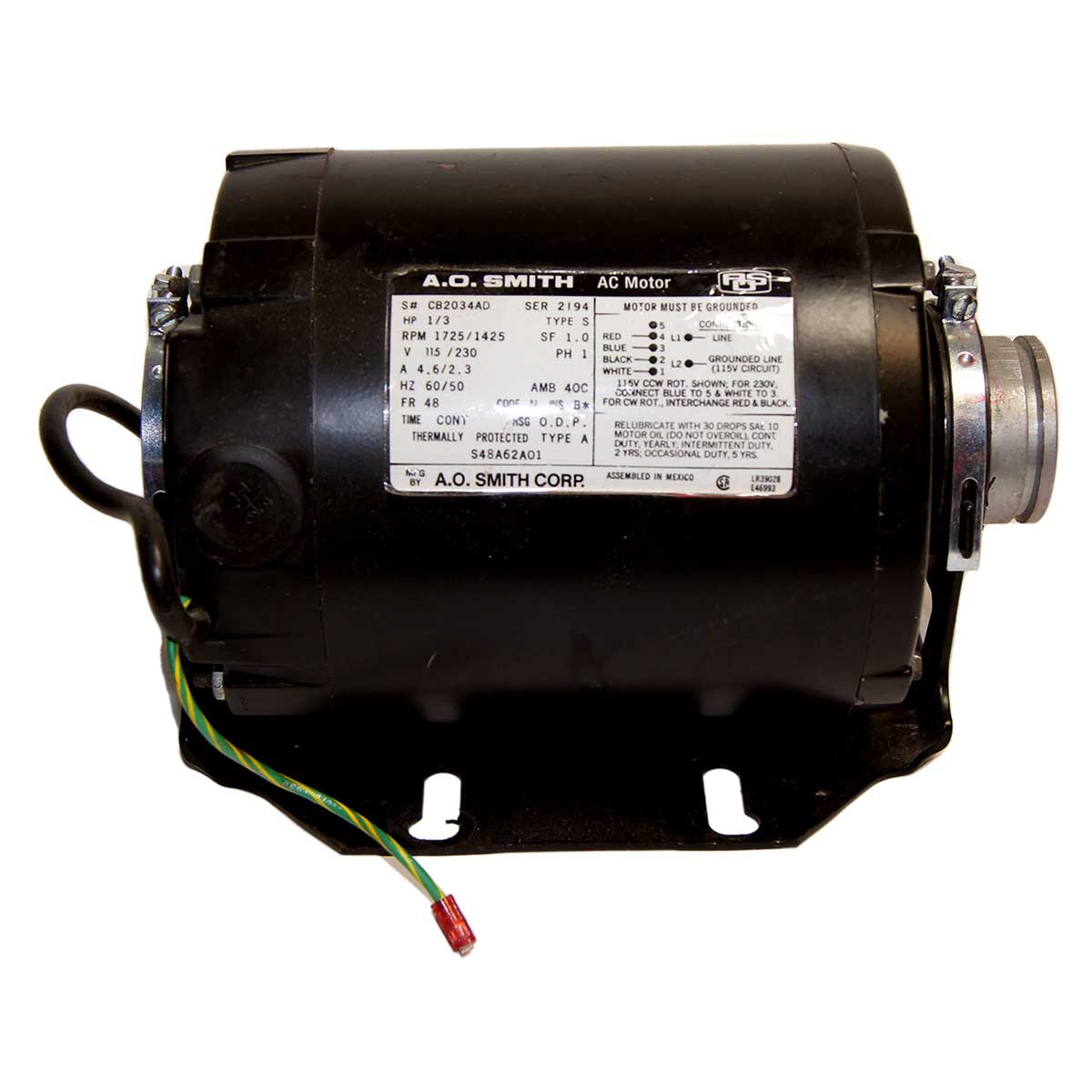 A.O. Smith 115/230V AC Motor 1/3 HP from Candela VBeam Laser System Part As-Is