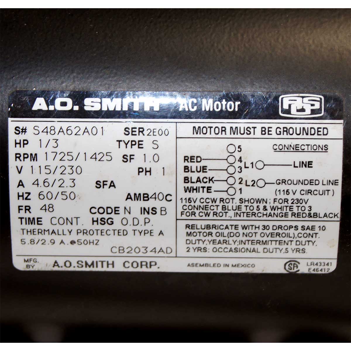 A.O. Smith 115/230V AC Motor 1/3 HP with Candela VBeam Laser Dye Pump Part As-Is