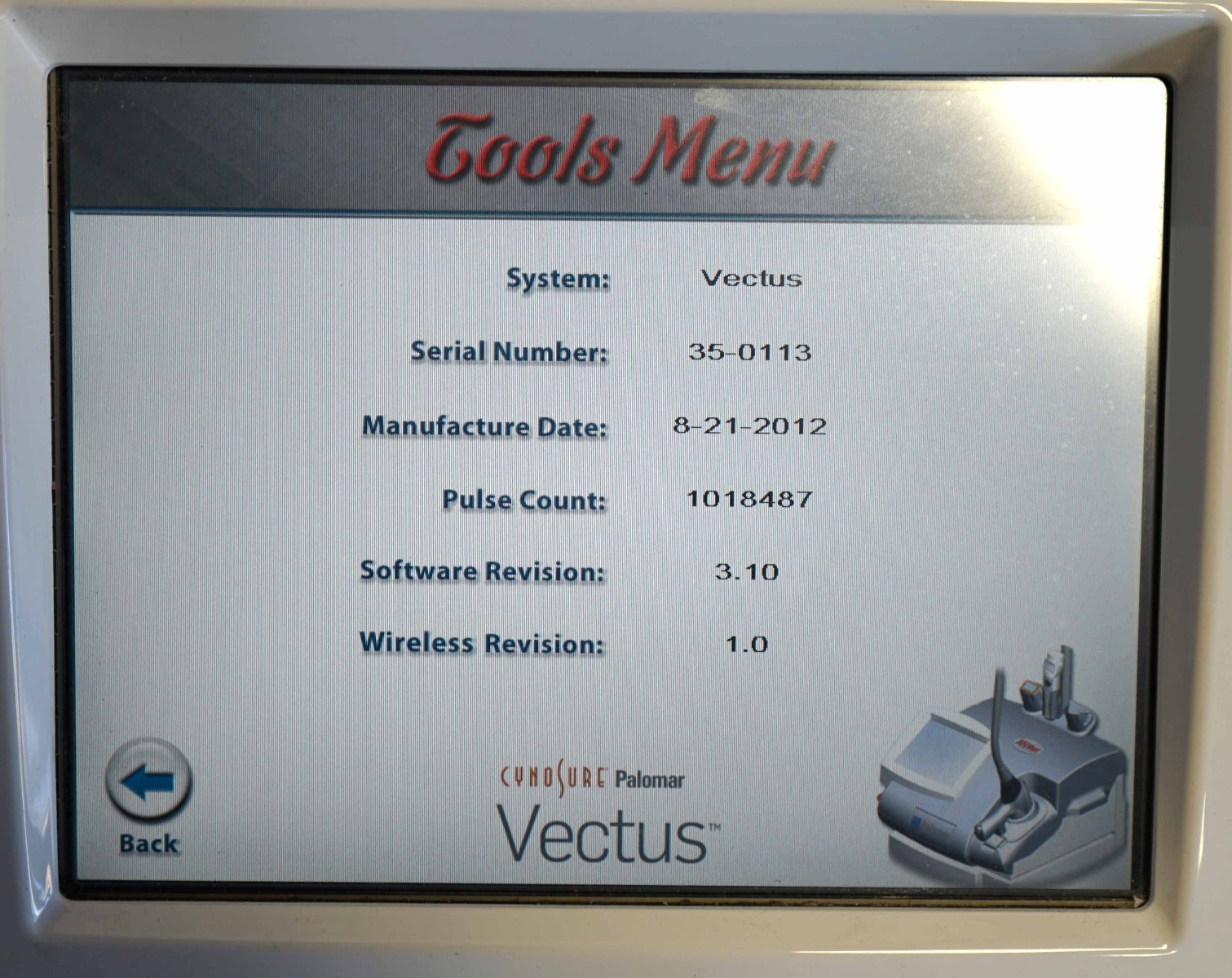 2012 Palomar Vectus 810 nm Diode Laser Hair Removal Cynosure Aesthetic Treatment