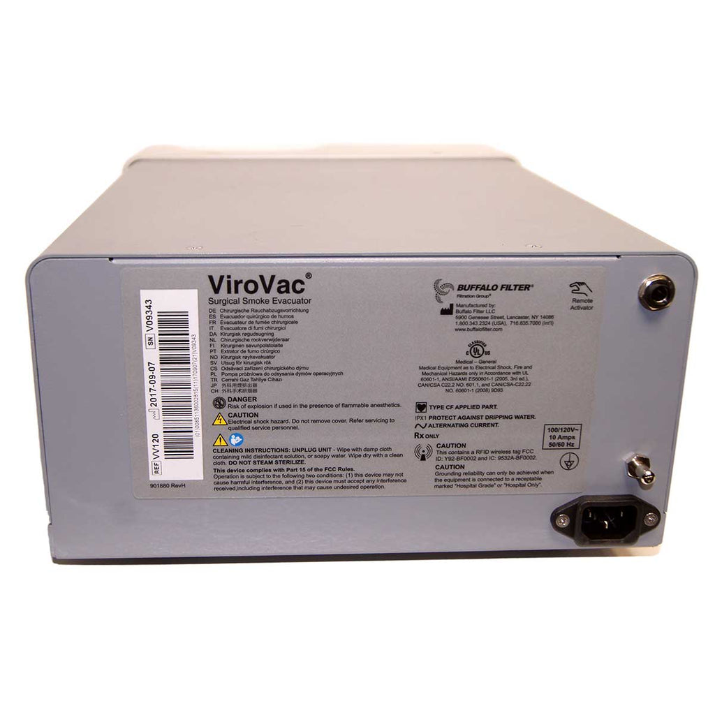 2017 Buffalo Filter ViroVac Surgical Smoke Plume Vacuum and Filter VV120 System