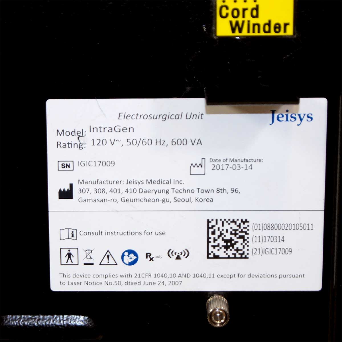 2017 Jeisys IntraGen Electrosurgical Unit Radio Frequency Micro Needle System