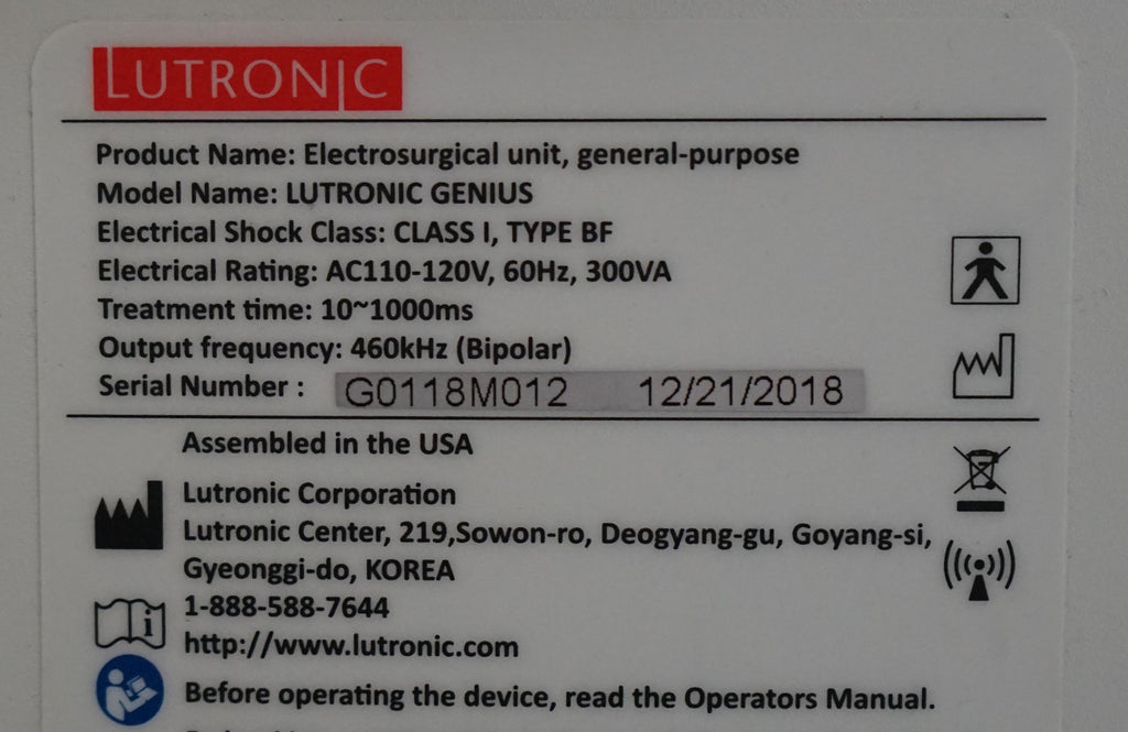 Lutronic Genius RF Microneedle Skin Rejuvenation Scar Wrinkles RadioFrequency RF