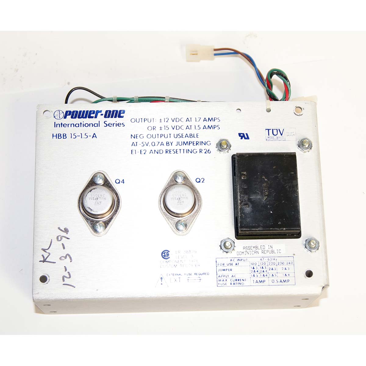 Power One International Series HBB 15-1.5-A Open Frame Power Supply Part As-Is