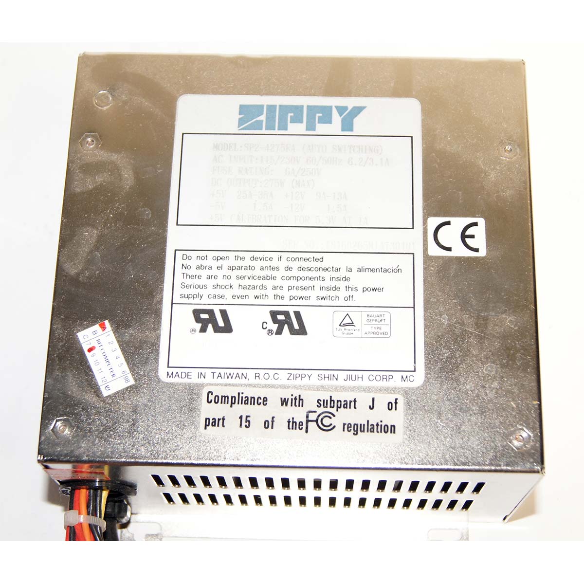 Zippy Tech SP2-4275FA Power Supply 115/220V 6.2/3.1A 275W Parts As-Is