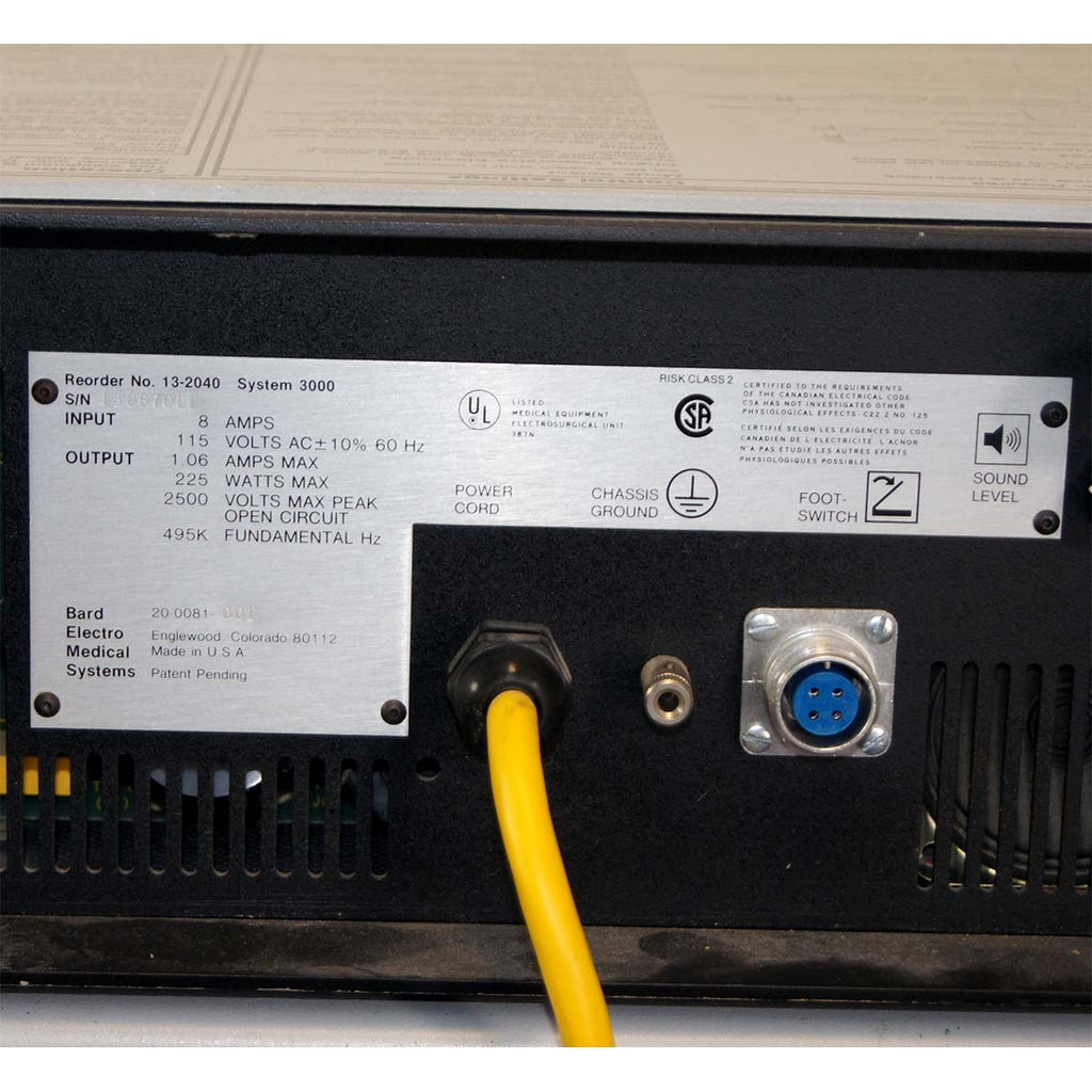 Bard System 3000 13-2040 Electrosurgical Unit ESU w/ Rocker Switch Pencils