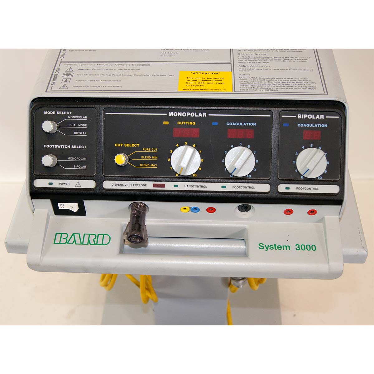Bard System 3000 13-2040 Electrosurgical Unit ESU w/ Rocker Switch Pencils