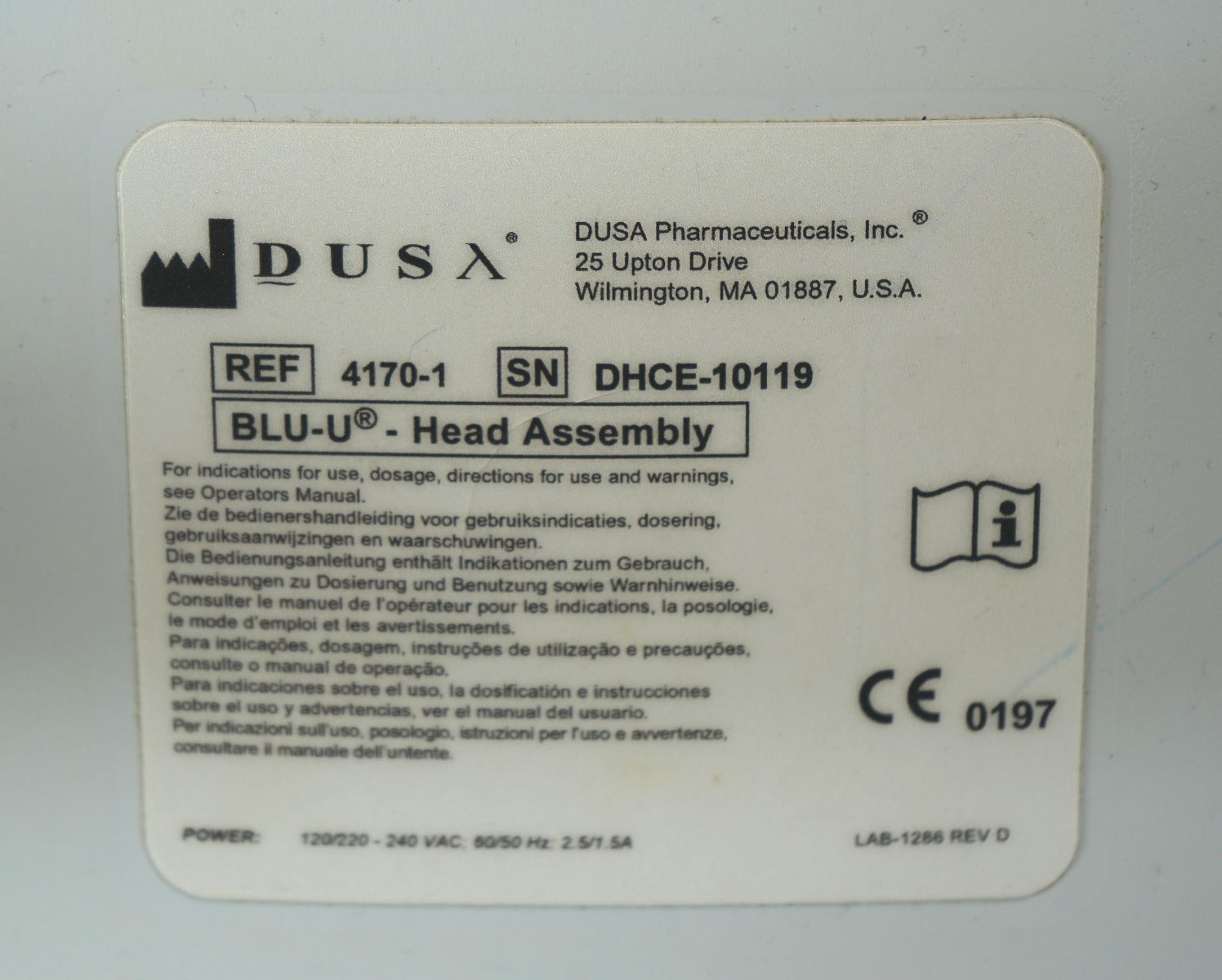 DUSA Pharmaceuticals Blue Light BLU-U Photodynamic Acne Skin Therapy Treatment