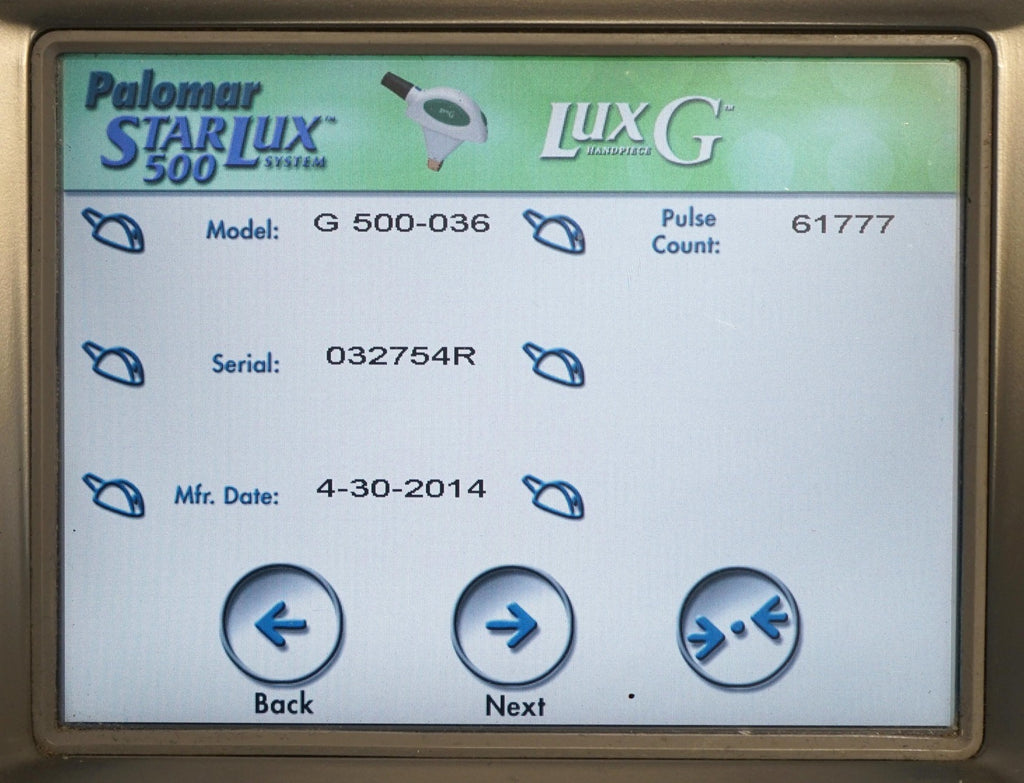 2012 Palomar StarLux 500 IPL Laser Hair Removal Pigmented Lesions LuxG LuxR