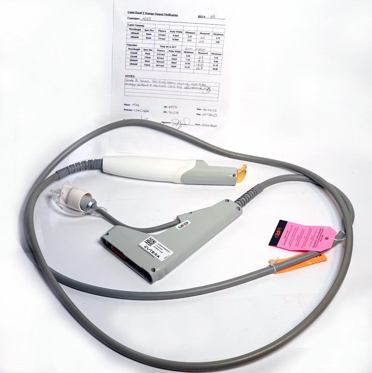 Cutera ExcelV Nd YAG 1064 Laser Genesis V Vascular Handpiece CoolView Cool View