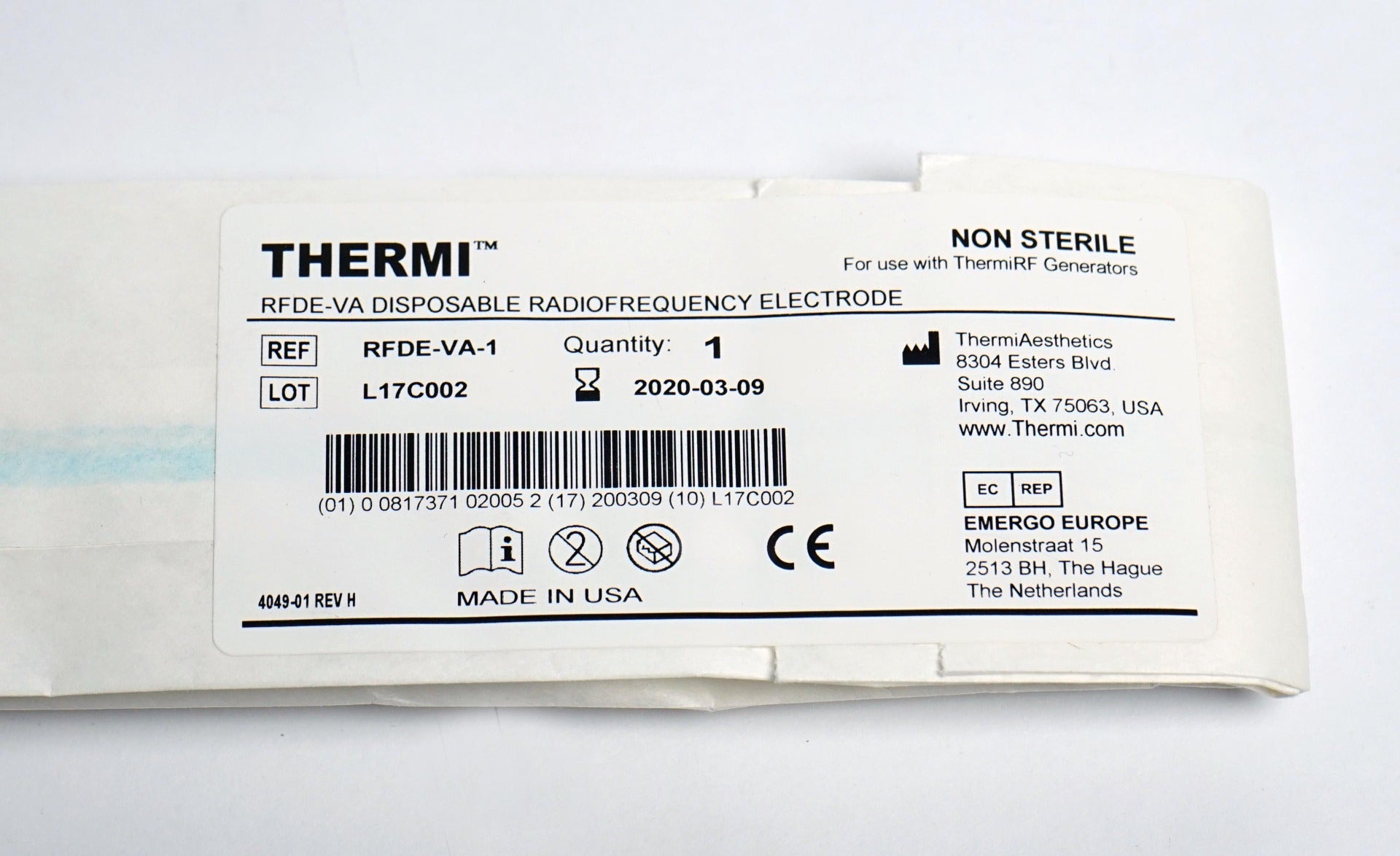 ThermiRF ThermiVa RFDE-VA Disposable RadioFrequency RF Electrode Training x1 Pc
