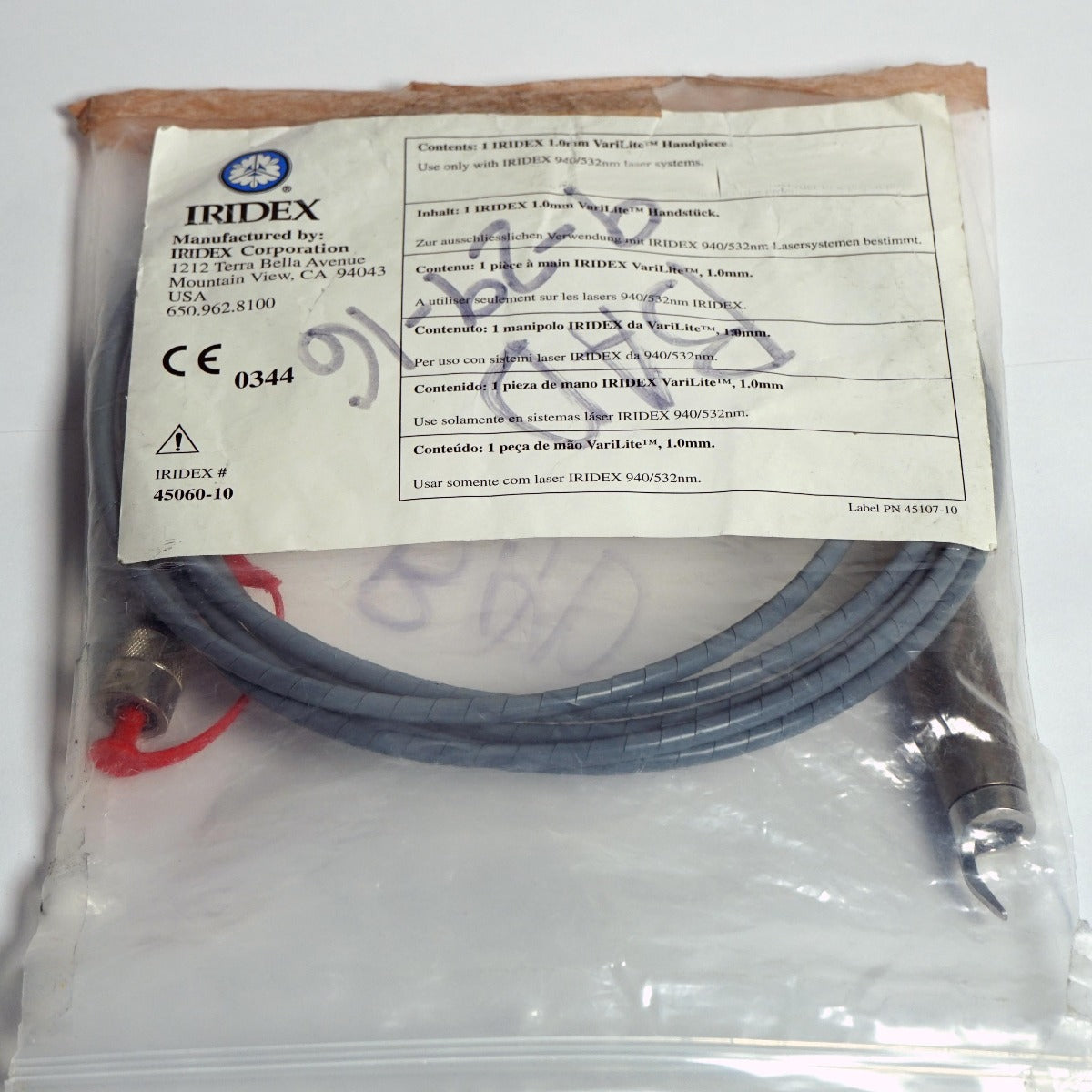 Iridex Varilite 532/940 Laser 1.0 mm Spot Fiber HandPiece 45001 Hand Piece PARTS